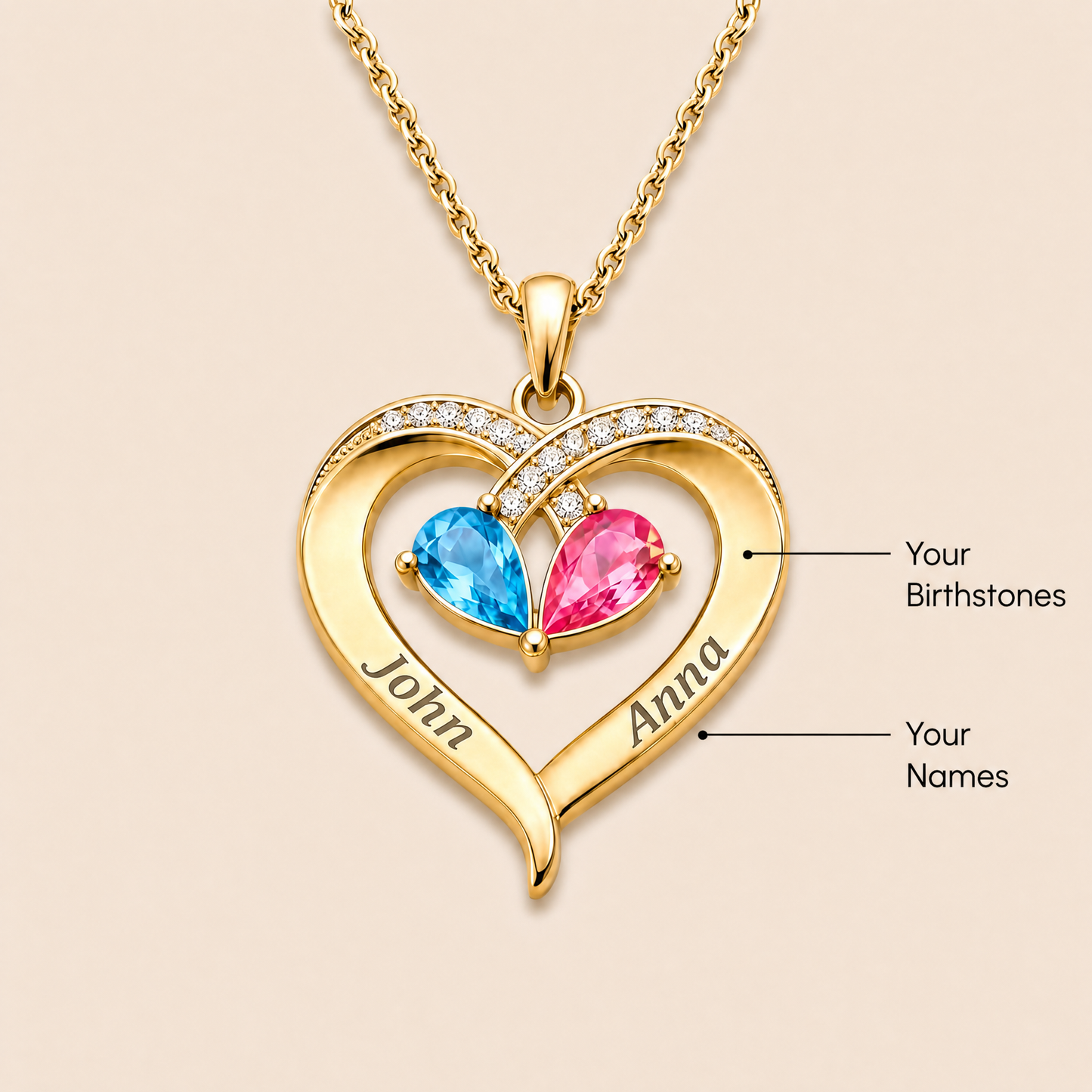 Birthstone Heart Necklace